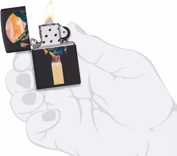 Zippo Amerikan Bayrağı Çakmak (Siyah Mat Dağ Şelalesi)