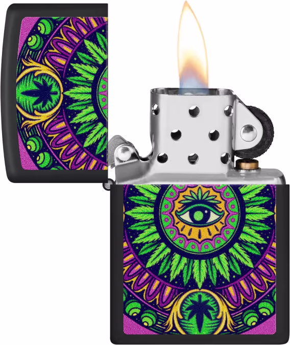 Zippo Amerikan Bayrağı Çakmak (Kenevir Desenli Siyah Mat)