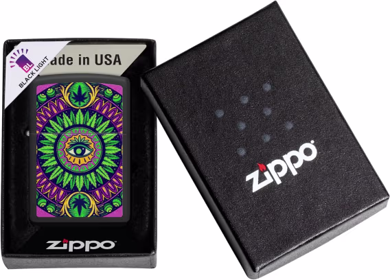 Zippo Amerikan Bayrağı Çakmak (Kenevir Desenli Siyah Mat)
