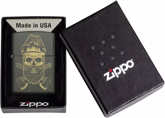 Zippo Çakmak  Parlak Mavi Amerikan Kafatası