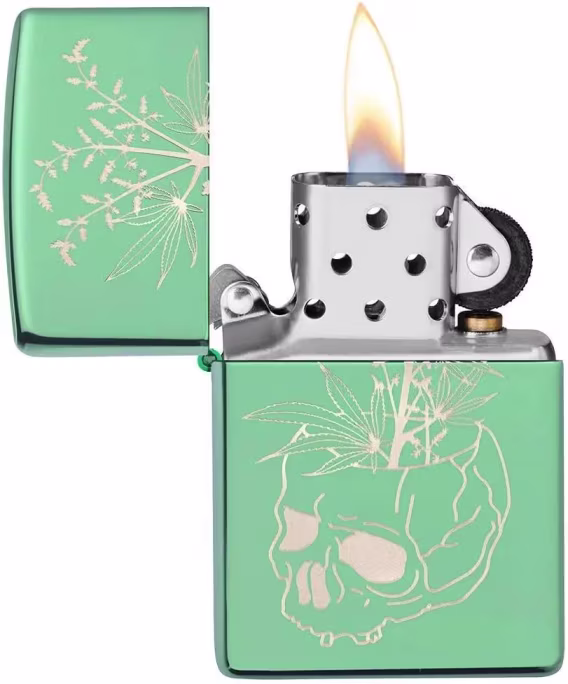Zippo Çakmak  Parlak Mavi Amerikan Kafatası