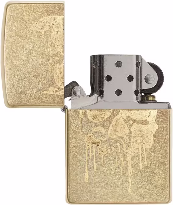 Zippo Çakmak  Parlak Mavi Amerikan Kafatası