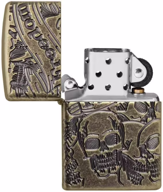 Zippo Çakmak  Parlak Mavi Amerikan Kafatası