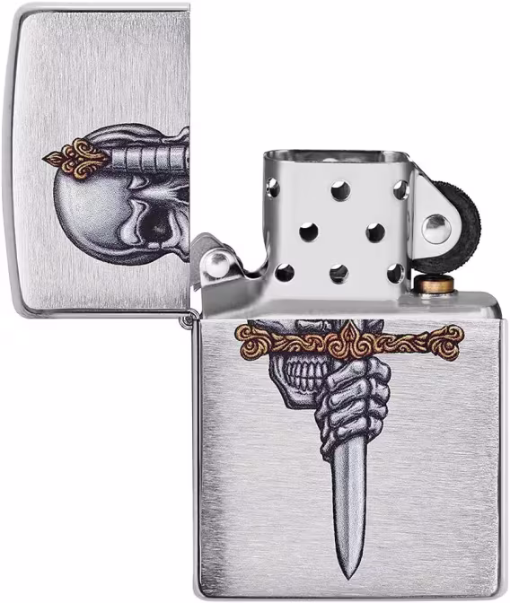 Zippo Çakmak  Parlak Mavi Amerikan Kafatası