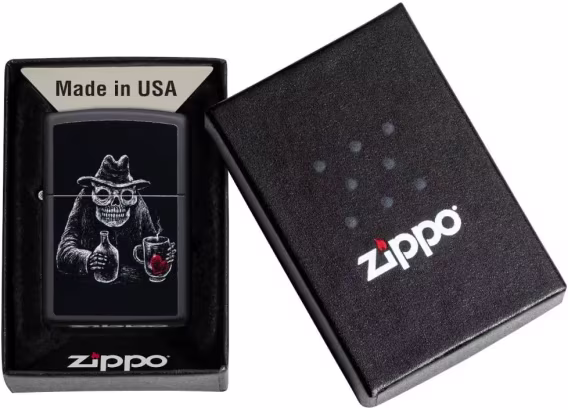 Zippo Çakmak  Parlak Mavi Amerikan Kafatası