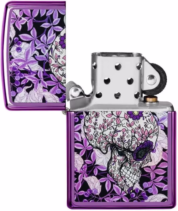 Zippo Çakmak  Parlak Mavi Amerikan Kafatası