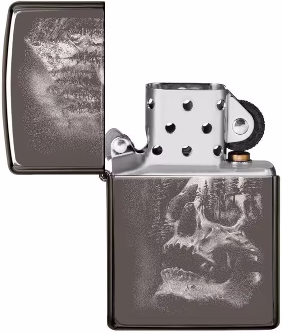 Zippo Çakmak  Parlak Mavi Amerikan Kafatası