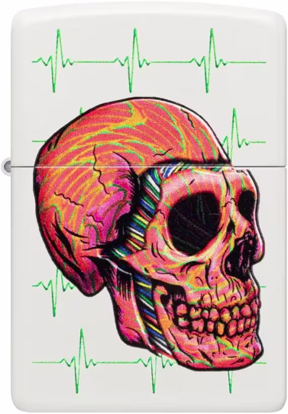 Zippo Çakmak  Parlak Mavi Amerikan Kafatası