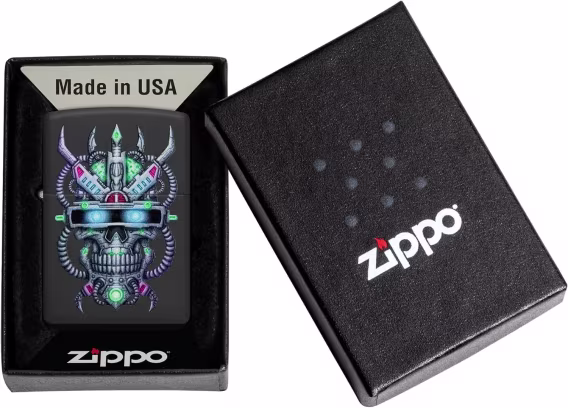 Zippo Çakmak  Siyah Mat Dokulu Kafatası