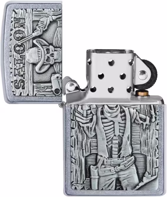 Zippo Çakmak  Parlak Mavi Amerikan Kafatası