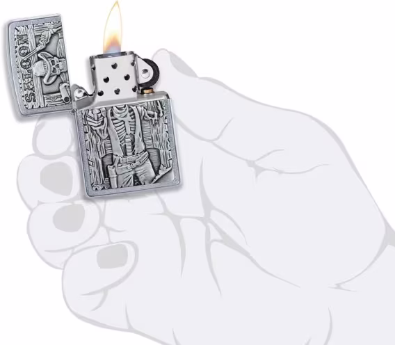 Zippo Çakmak  Mor Mat Kafatası Ağacı