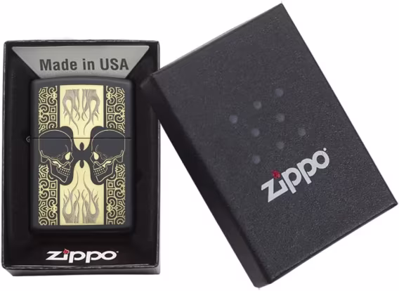 Zippo Çakmak  Siyah Mat Kafatası Joker