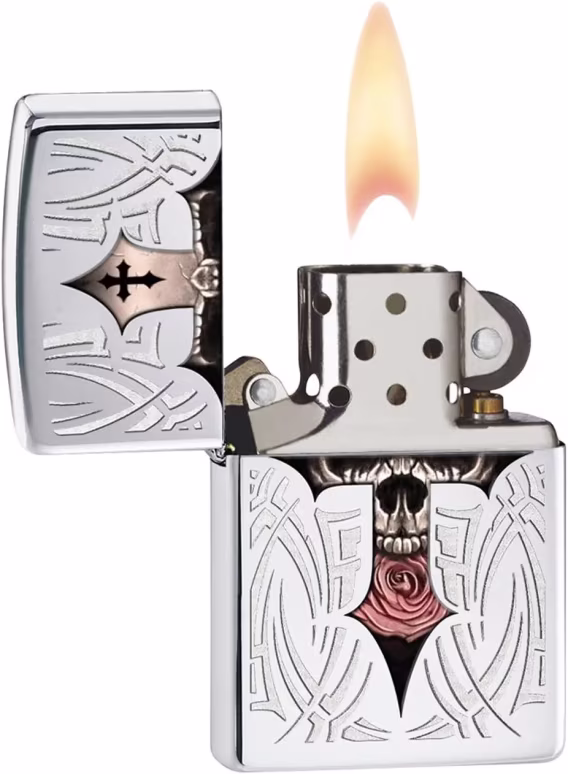 Zippo Çakmak  Siyah Mat Kafatası Joker