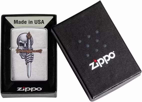 Zippo Çakmak  Siyah Mat Kafatası Joker