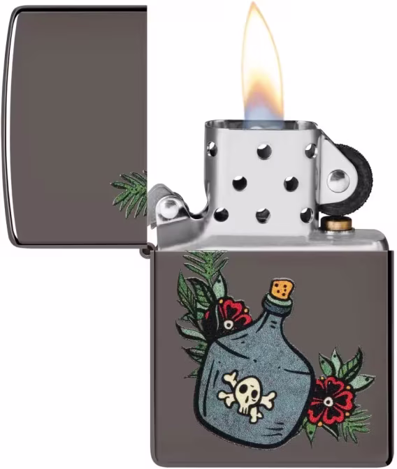 Zippo Çakmak  Siyah Mat Kafatası Joker