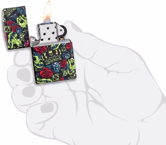 Zippo Çakmak  Siyah Mat Kafatası Joker