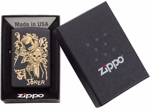 Zippo Çakmak  Mat Siyah Işık Mantar Kafatası