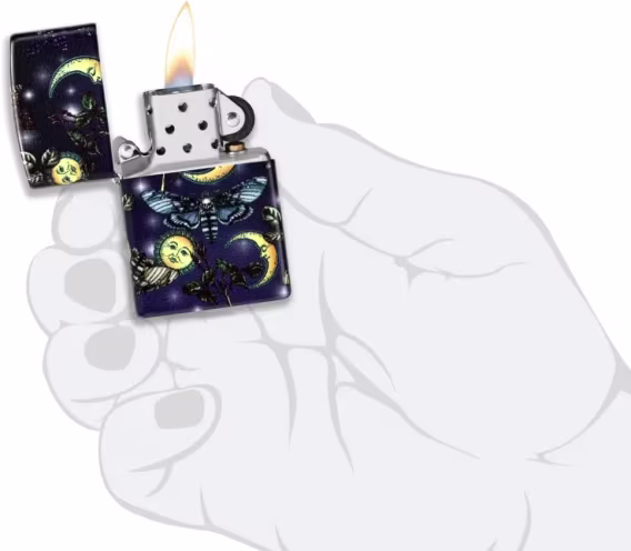 Zippo Çakmak  Mat Siyah Işık Mantar Kafatası