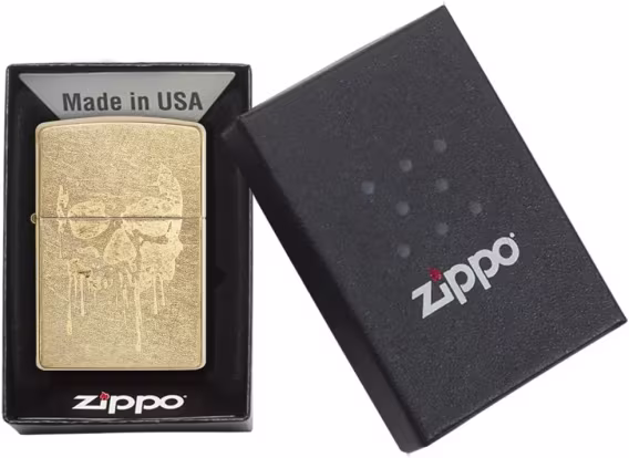 Zippo Çakmak  Mat Siyah Işık Mantar Kafatası