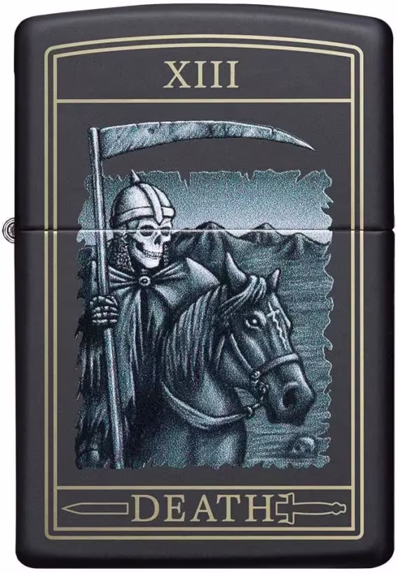 Zippo Çakmak  Mat Siyah Işık Mantar Kafatası