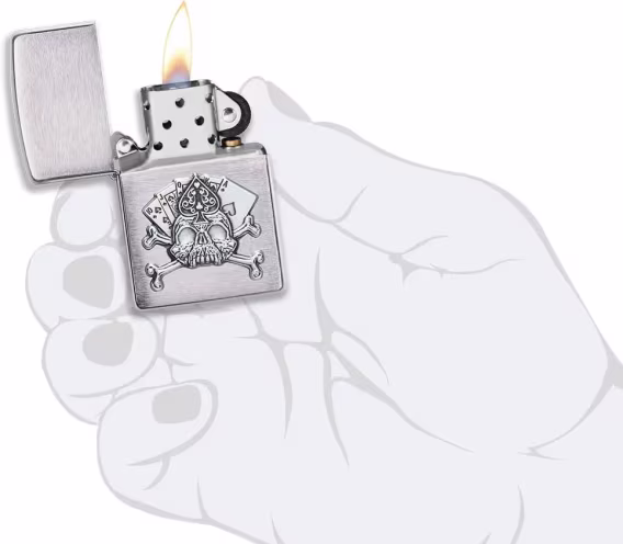 Zippo Çakmak  Mat Siyah Işık Mantar Kafatası