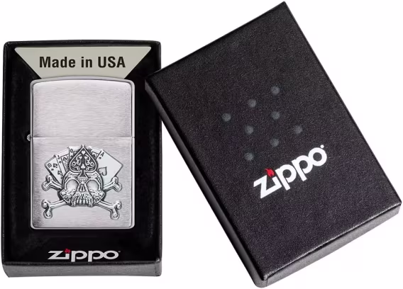 Zippo Çakmak  Mat Siyah Işık Mantar Kafatası