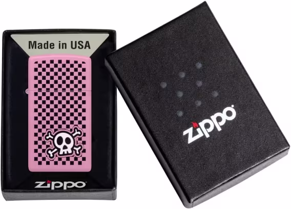 Zippo Çakmak  Mat Siyah Işık Mantar Kafatası