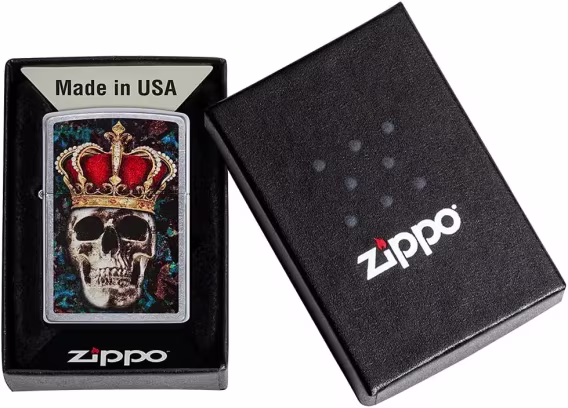 Zippo Çakmak  Mat Siyah Işık Mantar Kafatası