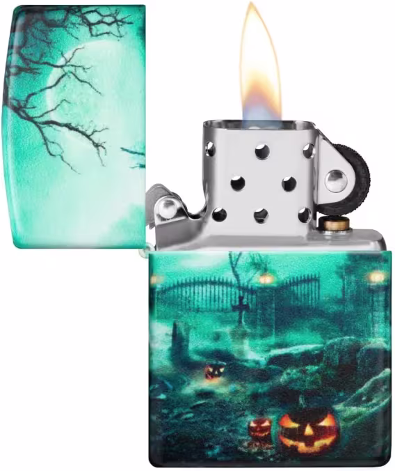 Zippo Çakmak  Mat Siyah Işık Mantar Kafatası