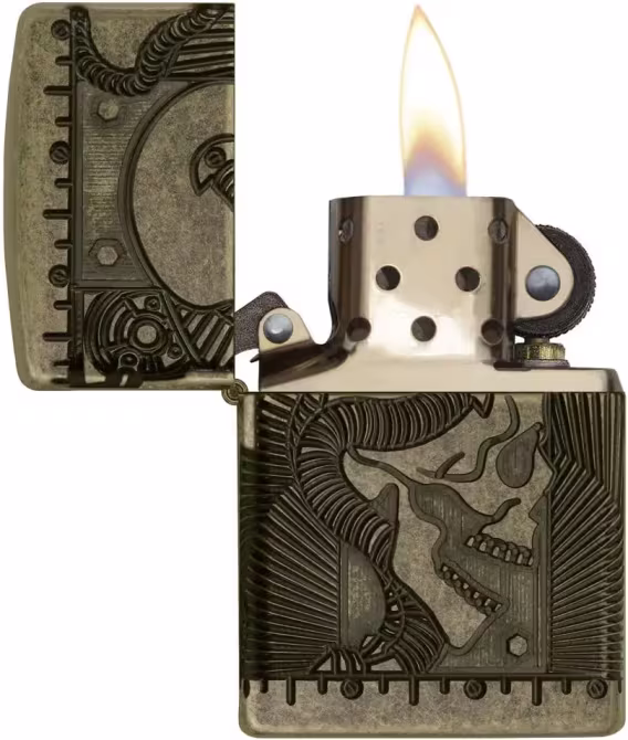 Zippo Çakmak  Mat Siyah Işık Mantar Kafatası