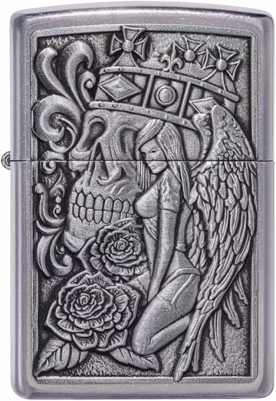 Zippo Çakmak  Mat Siyah ve Kırmızı Kafatası