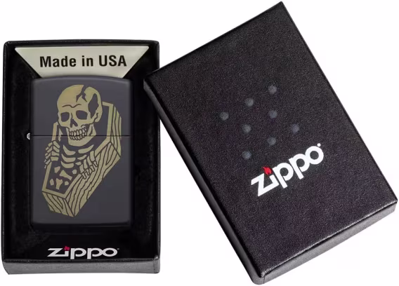Zippo Çakmak  Mat Siyah ve Kırmızı Kafatası