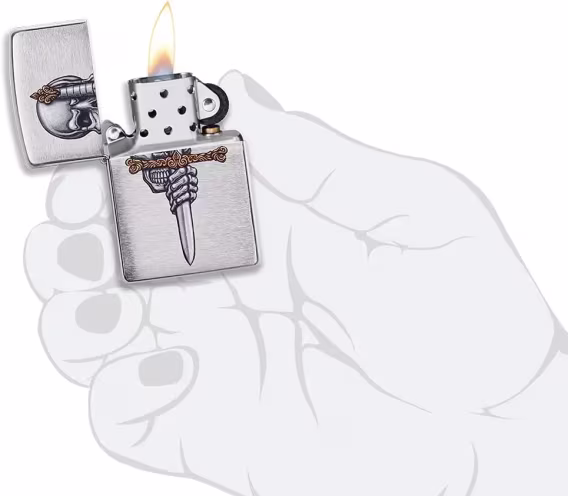 Zippo Çakmak  540 Mat Renkli Kafatası (Karanlıkta Parlıyor)