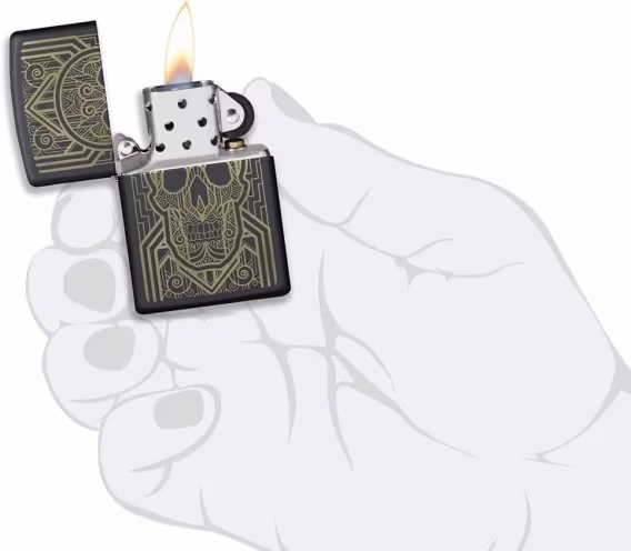 Zippo Çakmak  540 Mat Renkli Kafatası (Karanlıkta Parlıyor)