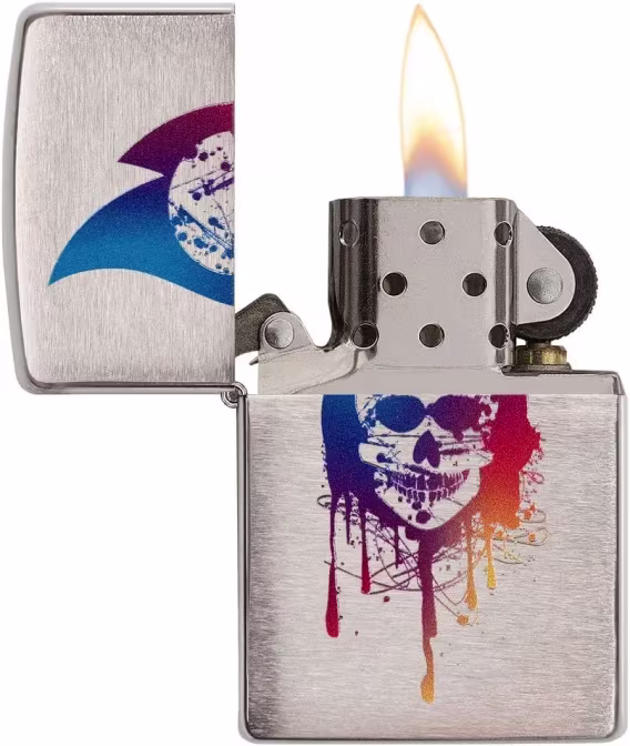 Zippo Çakmak  540 Mat Renkli Kafatası (Karanlıkta Parlıyor)