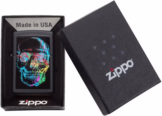 Zippo Çakmak  540 Mat Renkli Kafatası (Karanlıkta Parlıyor)