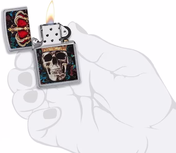 Zippo Çakmak  540 Mat Renkli Kafatası (Karanlıkta Parlıyor)