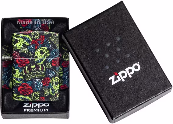 Zippo Çakmak  540 Mat Renkli Kafatası (Karanlıkta Parlıyor)