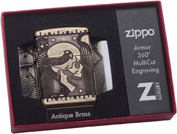 Zippo Çakmak  540 Mat Renkli Kafatası (Karanlıkta Parlıyor)