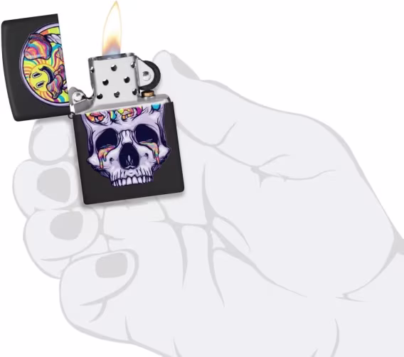Zippo Çakmak  540 Mat Renkli Kafatası (Karanlıkta Parlıyor)