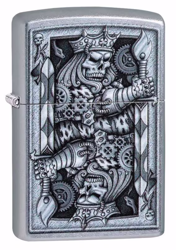 Zippo Çakmak  Siyah Mat Art Deco Kafatası