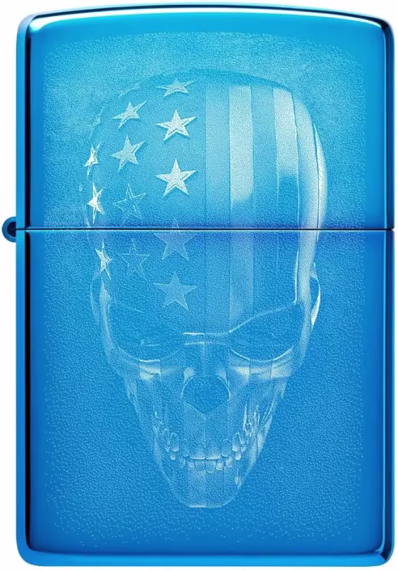 Zippo Çakmak  Siyah Mat Art Deco Kafatası