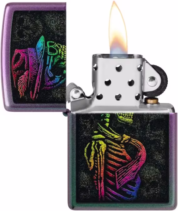 Zippo Çakmak  Siyah Mat Art Deco Kafatası