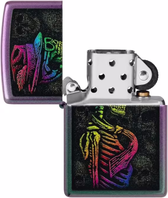 Zippo Çakmak  Siyah Mat Art Deco Kafatası
