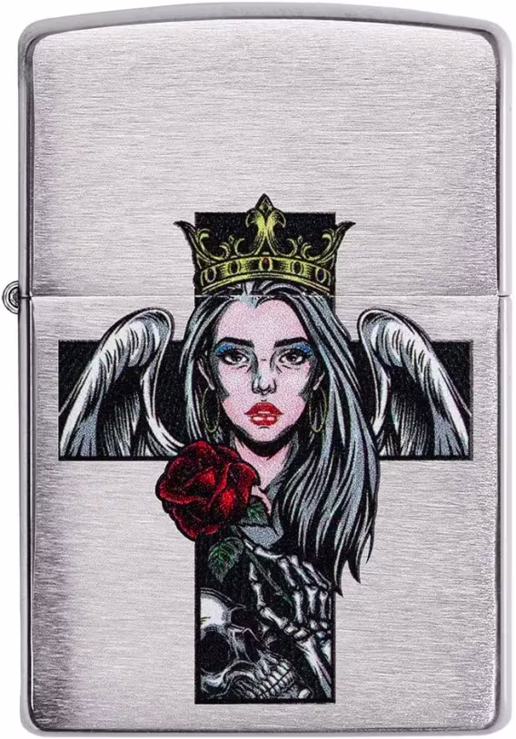 Zippo Çakmak  Siyah Mat Art Deco Kafatası