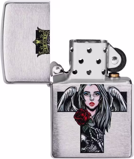 Zippo Çakmak  Siyah Mat Art Deco Kafatası