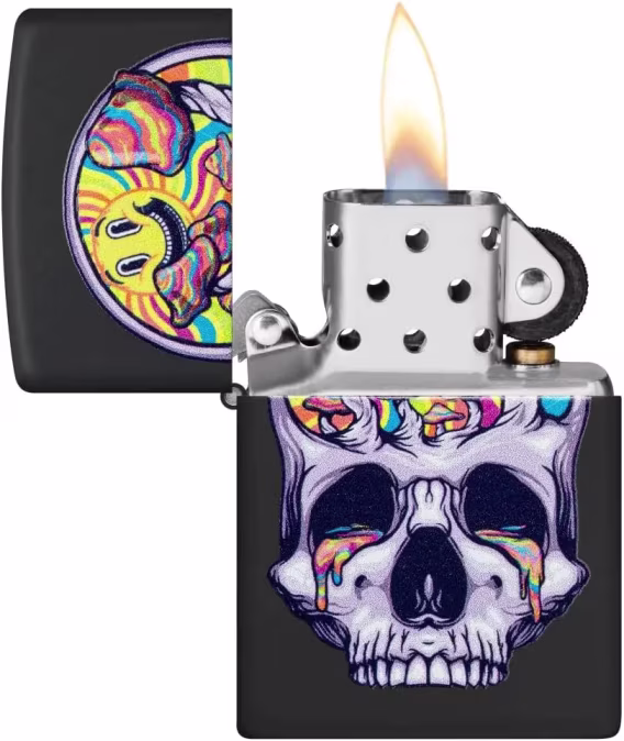 Zippo Çakmak  Ayçiçeği Desenli Doku Baskı Siyah Mat