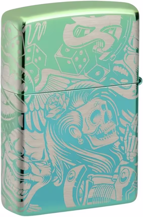 Zippo Çakmak  Kırmızı Mat Kafatası Kral ve Güzellik Kraliçesi