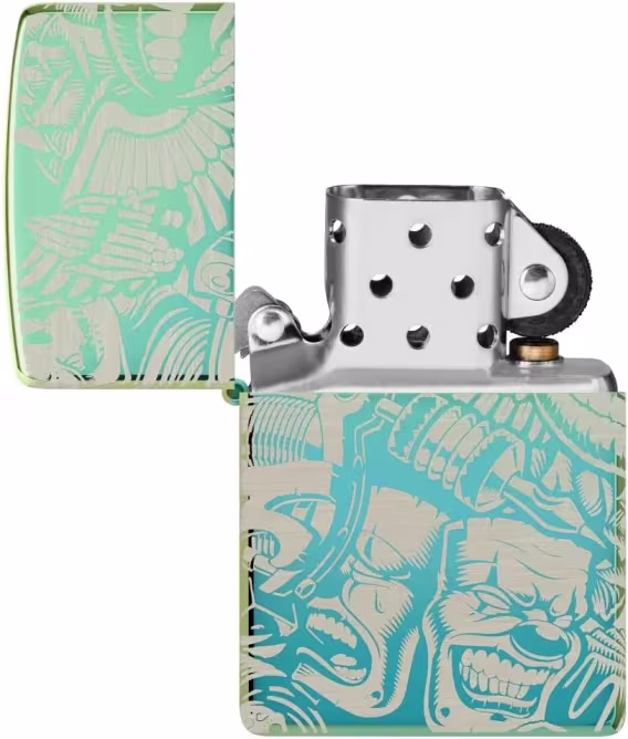 Zippo Çakmak  Kırmızı Mat Kafatası Kral ve Güzellik Kraliçesi