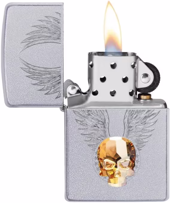 Zippo Çakmak  Kırmızı Mat Kafatası Kral ve Güzellik Kraliçesi